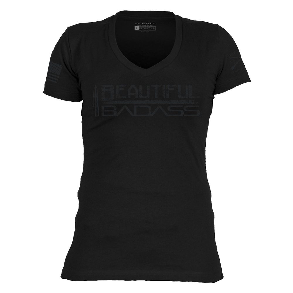 Women's Blackout Beautiful Badass V-Neck - Black