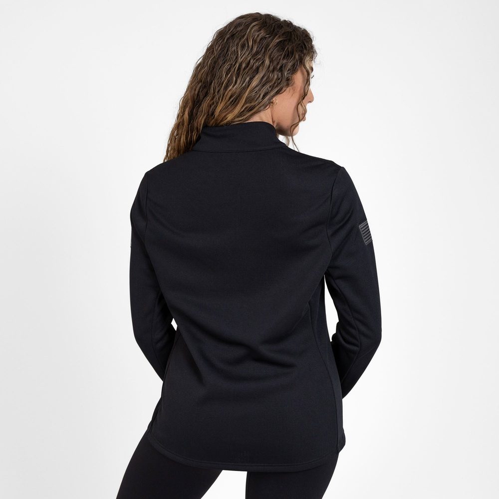 Women's 1/2 Zip Waffle Top - Black