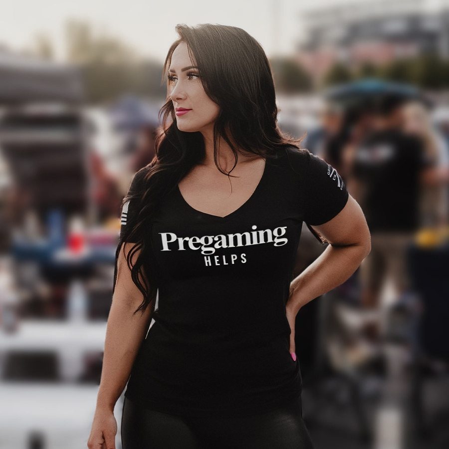 Women's Pregaming Helps V-Neck - Black