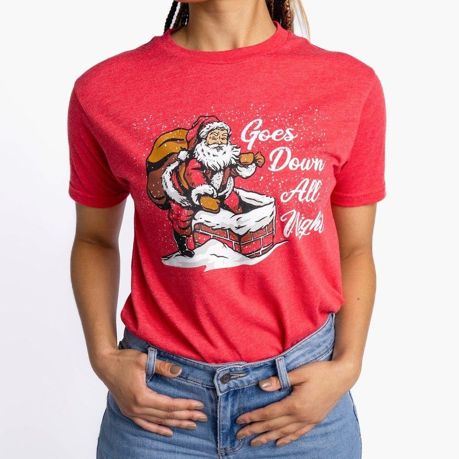 Women's Goes Down All Night Boyfriend Fit T-Shirt - Red