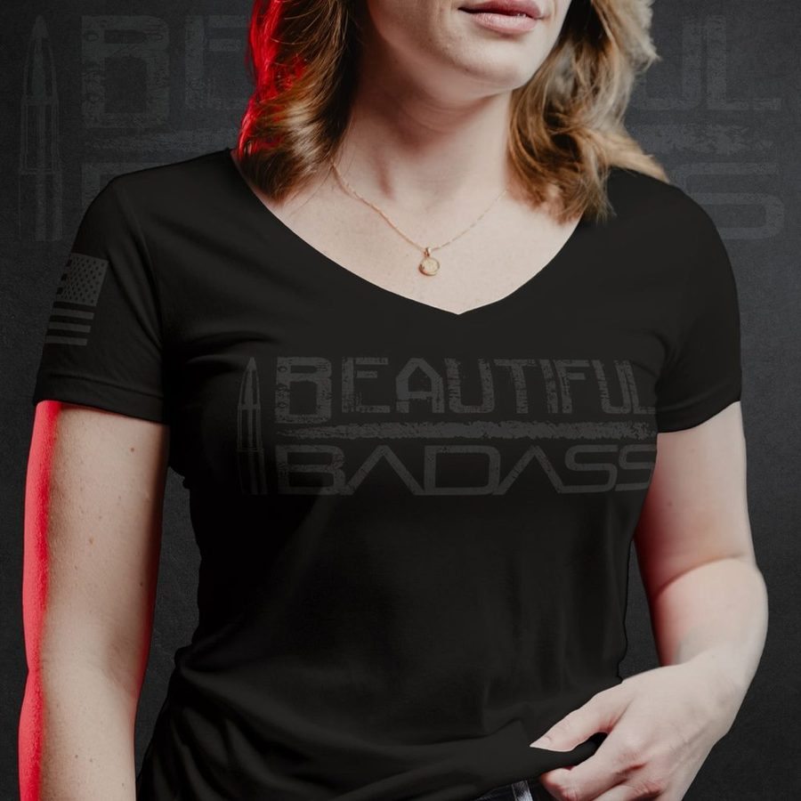 Women's Blackout Beautiful Badass V-Neck - Black