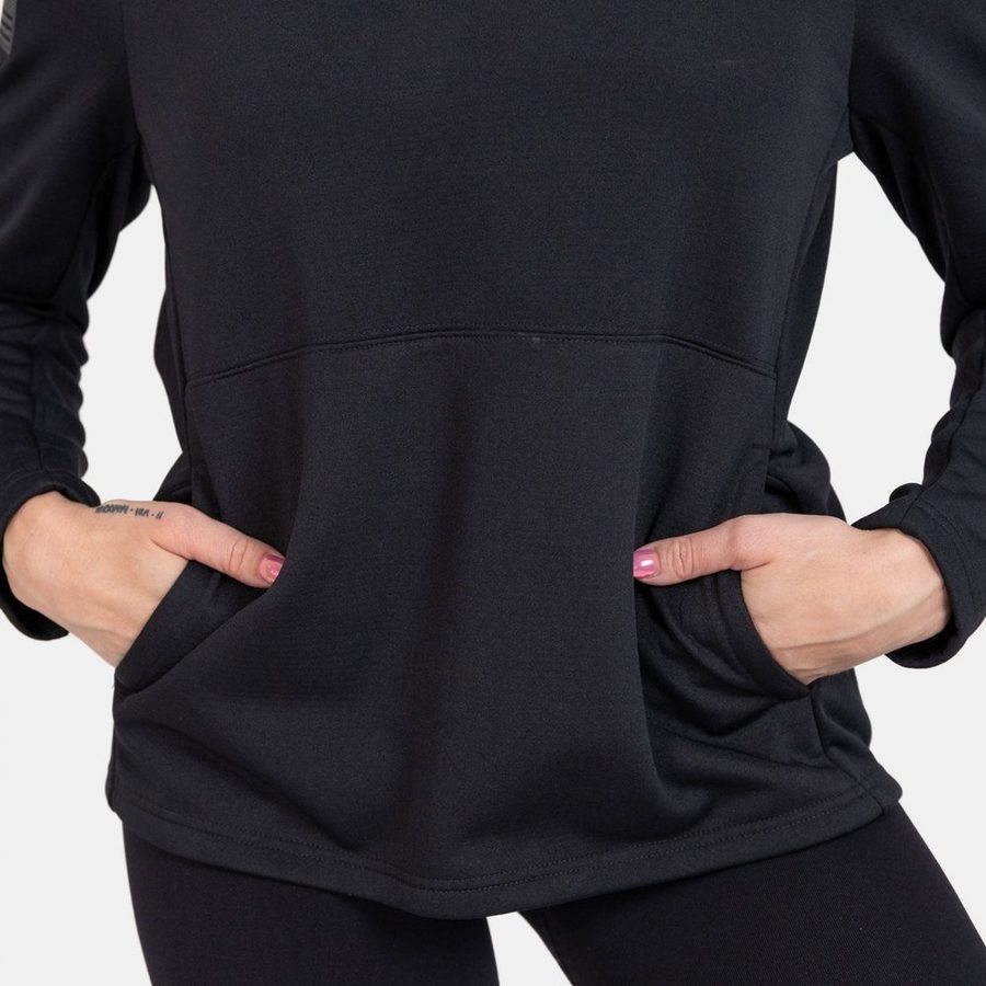 Women's 1/2 Zip Waffle Top - Black