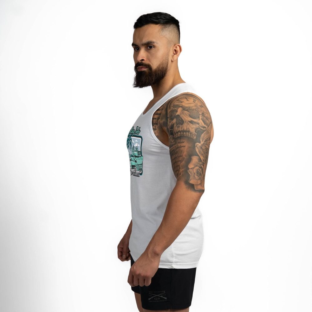 Rolling Into Paradise Tank - White
