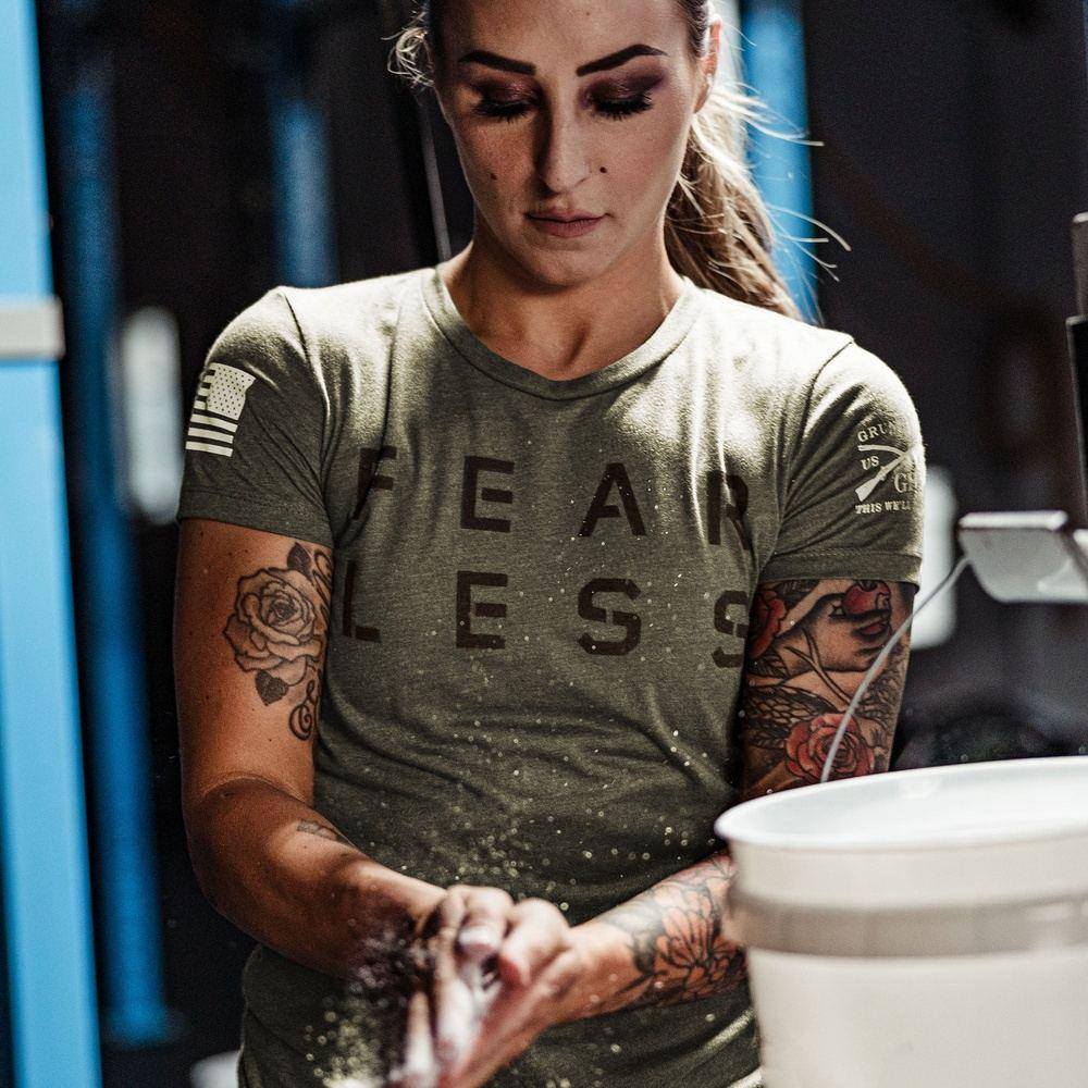Women's Fear Less Training T-Shirt- Military Green