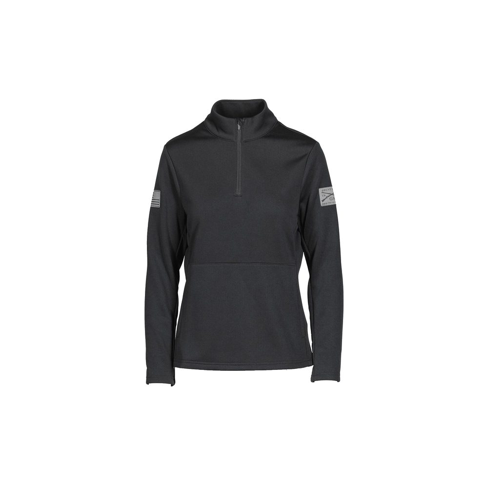 Women's 1/2 Zip Waffle Top - Black
