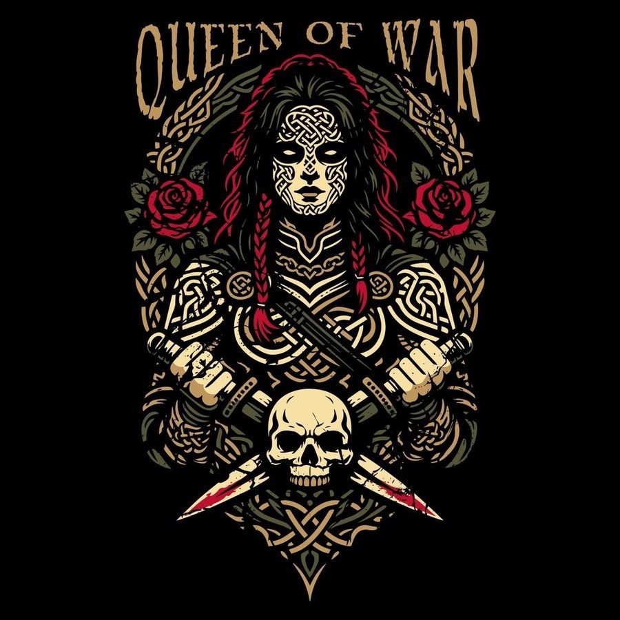 Women's Queen Of War Slim Fit T-Shirt - Black