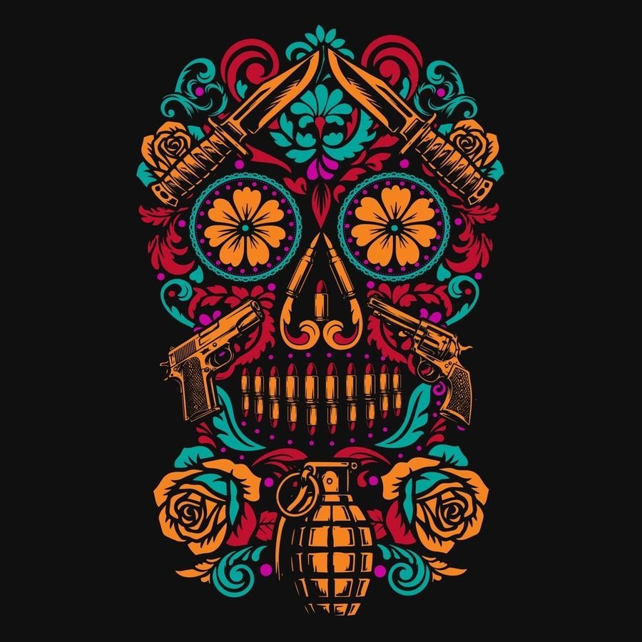Women's Warrior Calavera V-Neck - Black