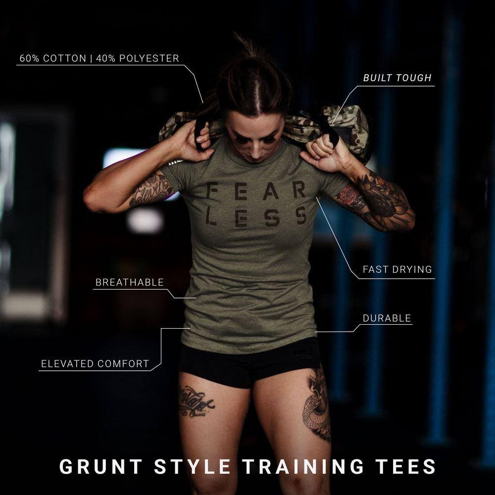 Women's Fear Less Training T-Shirt- Military Green
