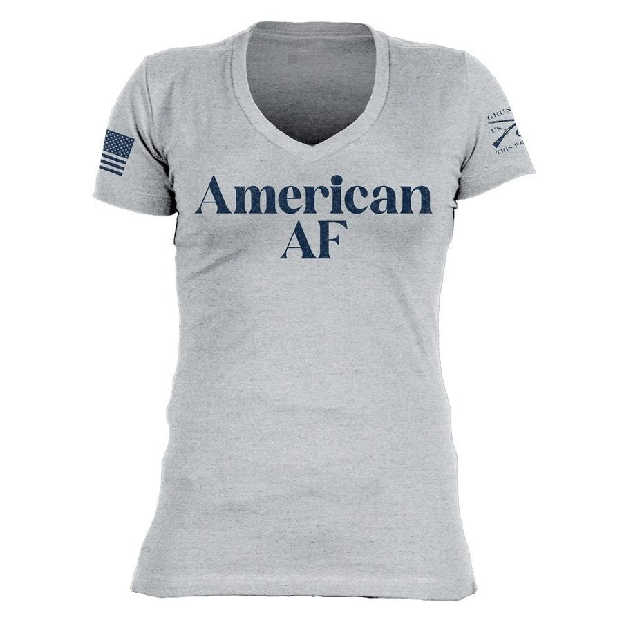 Women's American AF V-Neck T-Shirt - Heather Gray